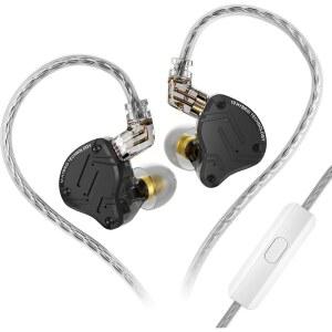 KZ ZS10 PRO X 인이어 모니터 헤드폰, 업그레이드 4BA+1DD 멀티 드라이버 IEM 이어폰 게이밍 이어버드 유선 오디오 애호가 싱어 드러머 기타리스트용 탈착식 케이블 포함(매트 블랙, 마이크 포함)