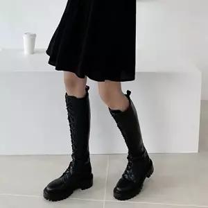 [엄지척]레이스업 753VVM53 디테일 청키솔 여성 롱 워커부츠 5FWY