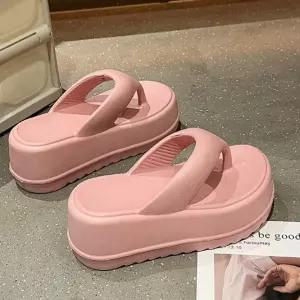 여성 3컬러 마카롱 퐁신퐁신 심플 키높이 쪼리슬리퍼 CZj4+3xFY