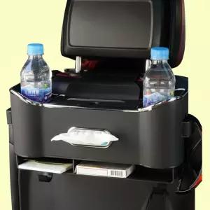 차량용 뒷좌석 멀티 수납함 컵홀더 티슈케이스 거치대 가방걸이 블랙 C115