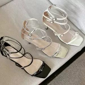 멀티 버클 스트랩 디테일 데일리컬러 토오픈힐 구두 오픈토슈즈 토오픈슈즈 토오픈구두