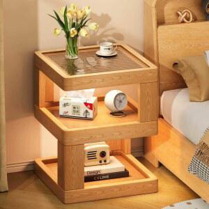 원목 침대 협탁 침실 다기능 21 미니 표준 테이블 2단 침대옆 지중해 조명 흰색 거실