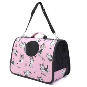 어깨끈이 달린 반려동물 캐리어, 14인치 x 9.4인치 7인치 접이식 핑크 통기성 고강도 옥스포드, 4.4파운드 미만의 반려견과 고양이(소형)