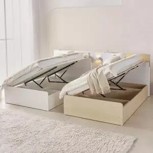 상일리베가구 라운디 트윈 부부 호텔 반자동 리프트업 수납 침대프레임 SS 2개+협탁1EA