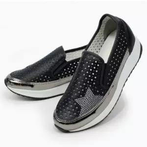 펀칭 여성 데일리 포인트 슬립온 클래식 통굽 운동화 Des3+8fQd