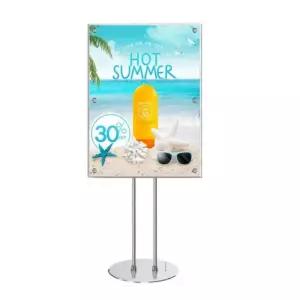 크롬 배너 간판 스탠드 고급 포스터 2폴 A1 원형 광고