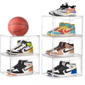 KOKOIN 마그네틱 아크릴 클리어 슈즈 박스 - 360° 투명 스태커블 스니커즈 보관 및 정리함 전문 신발 진열
