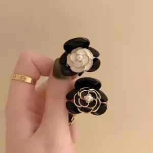 까멜리아 꽃 집게 핀 여성 헤어 집게 핀 반묶음 헤어핀