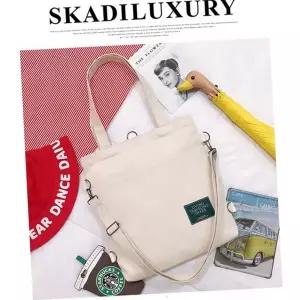 여성 캔버스 백 포켓 지퍼 가방 캔버스 크로스 백 가벼운 에코백 숄더백 베이직 데일리 토트 학생 남성