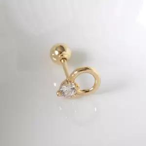 이너컨츠피어싱 GOLD 큐빅 라운드 링 베이직 골드 금 피어싱 14K
