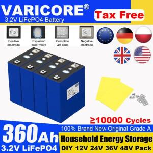 3.2V 360Ah 리튬인산철(LiFePO4) 충전식 배터리 12V 24V 36V 48V 여행용 태양광 캠핑카 골프 카트 요트 면