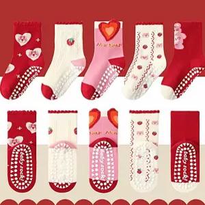 아동용 미끄럼 준캡 방지 양말 하트곰돌이 디자인 사계절 유아용 면