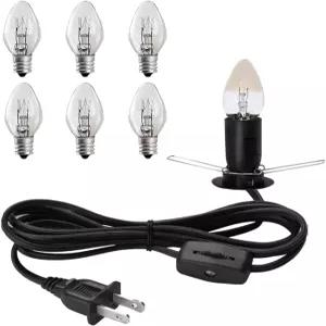 히말라야 소금 램프 코드 및 기어 스위치 E12 소켓이 있는 오리지널 교체 베이스 어셈블리 크리스마스 전구