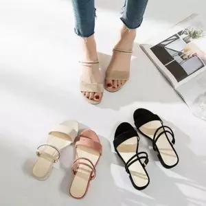 [에이치플러스몰]청키힐 여성 추천 스트랩 여름 꾸안꾸 샌들 스웨이드