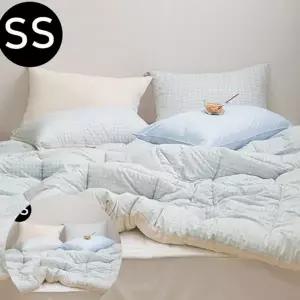 싱글 차렵 이불 먼지없는 마이크로 사계절 슈퍼 싱글 이불 침구 체크 커버 베개