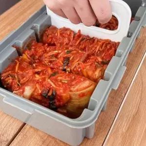 김치 보관 용기 김치전용 보관함 김치통 김치 밀폐 용기 절단 플라스틱 직사각 통용기 냉장고 투명 신선