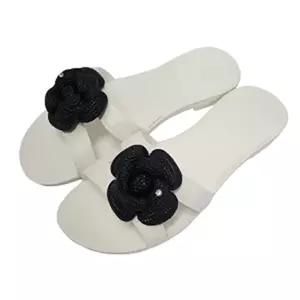 신우실업 거실화 뷰티플러스 다용도화 미끄럼방지 편안한 슬리퍼 화이트 (블랙꽃) 거실슬리퍼