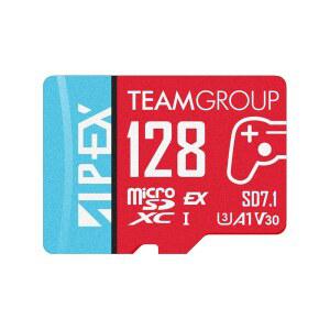 TEAMGROUP APEX 128GB 마이크로SD 익스프레스 카드, microSDXC 메모리 카드 U3 A1 V30 R /W 최대 800 /700 MB /s, 스위치2용, UHS-I 호환, 어댑터 TAPMSDE128GIV30A102