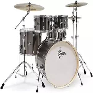 그레치 에너지 5피스 드럼 세트(하드웨어 및 질지안 심벌즈 포함)(회색 스틸)