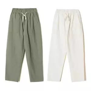 남성 린넨바지 여름룩 데일리 팬츠 편한 밴딩바지 jUP9+7sEx