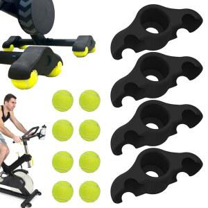 8팩 테니스공이 장착된 4팩 로커 방지 어댑터 실내 사이클링 바이크 트레이너 플레이트 스냅 바이크용 스마트 액세서리 안정성 지원 피트 미끄럼
