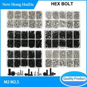 500Pcs M2 M2.5 미니 소형 소형 나사 볼트 키트 4mm 5mm 6mm 8mm 10mm 전기 육각 소켓 캡 노트북 PCB 알렌