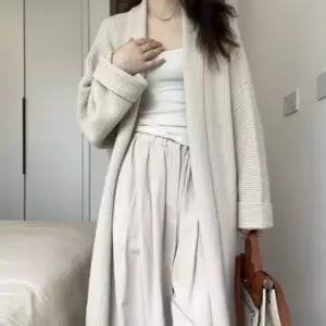 여사친 롱 블랙 니트 봄가을 가디건 코트 아우터 KS3