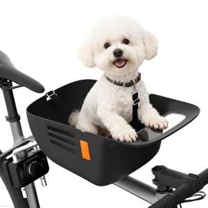 26파운드용 다이스턴 반려견 자전거 바구니, 튼튼한 시트가 통합된 반려동물 캐리어, 방수 스크래치 방지 나일론 쿠션, 조절 가능한 스트랩 및 소형/중형 반려견용 방청 금속 프레임, 블랙