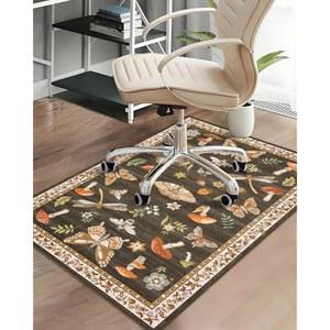 하드우드 바닥용 케어미 오피스 의자 매트, 롤링 카펫용 머쉬룸 36인치 x48인치 컴퓨터 언더 데스크 미끄럼 방지 게이밍 러그, 로우 파일 고무 백업 대형 보호 매트(브라운)