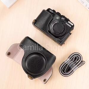 캐논 G10 G11 G12 용 새 고급 세공 카메라 PU 가죽 가방 바디 박스 케이스 스트랩 보호 슬리브 쉘베이스