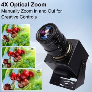 렌즈 보호 ELP 8MP 2160P 1080P 60fps 웹캠 디지털 줌 2X 수동 가변 초점 렌즈 UVC IMX415 컬러 4K USB3.0