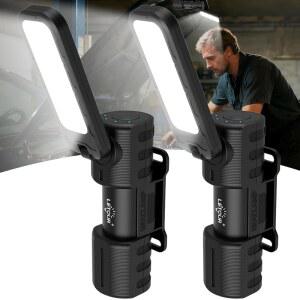 마그네틱 베이스가 있는 충전식 5000lm LED 작업용 조명 바비큐 그릴 액세서리 2개, 자동차 수리, 비상, 캠핑, 야외 및 정비 도구를 위한 180 회전 정비용