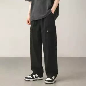 겨울바지 카고 남자 봄 팬츠 면 가을 밴딩 고무줄 와이드 바지