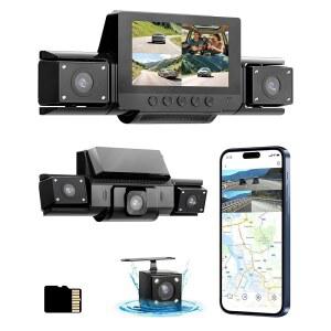 4채널 대시캠 360 전방 후방 좌측 우측 차량 카메라 GPS 및 5GHz 대역 WiFi APP 제어 G 센서 24시간 주차 모드 8PCS IR 조명 광각 R TF 카드