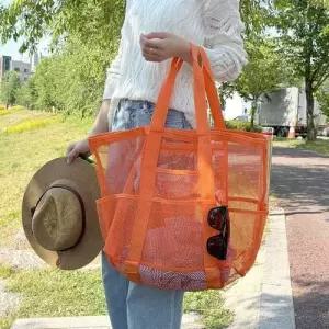 대형 그물가방 메쉬 비치백 휴가철 바캉스 오픈포켓 WFF87ED