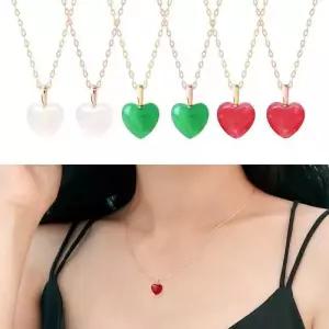 14K GOLD 하트 원석 펜던트 체인 금 목걸이 45cm WFF4B7F