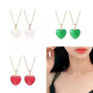 14K GOLD 하트 원석 펜던트 체인 금 목걸이 42cm WFF4813