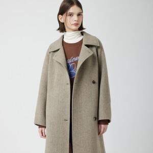 [AK플라자] [씨씨콜렉트] 헤링본 벨티드 하이넥 롱 코트_C254MSG534