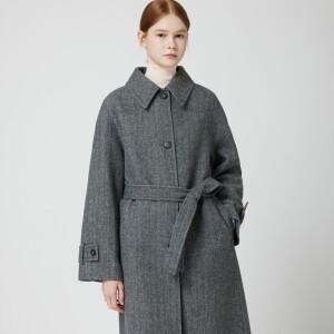 [AK플라자] [씨씨콜렉트] 헤링본 싱글 벨티드 롱코트_C254MSG180