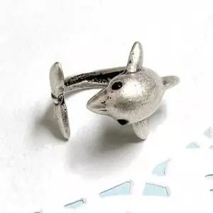 실버문 행운의 돌고래 반지 하트케이스 WFB5676