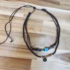남성 터키석 풍수 엽전 가죽 목걸이 WEAB157