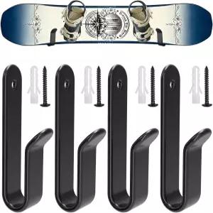 Uibkor 4팩 스노보드 벽걸이 클립 수평 스케이트보드 디스플레이 스탠드 실내 보관함 보관 및 전시실 차고