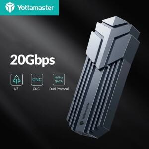 Yottamaster 20Gbps SSD 인클로저 외부 케이스 M.2 NVMe SATA USB 3.2 Gen2 솔리드 스테이트 드라이브 하우