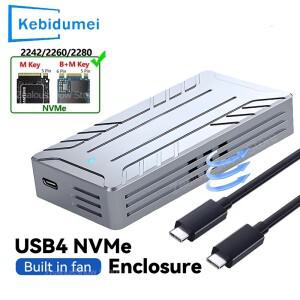 40Gbps M.2 NVMe SSD 인클로저 케이스 M.2-USB 4.0 어댑터M.2 NVME용 냉각 팬 포함 외부 호환 USB 3.23.1