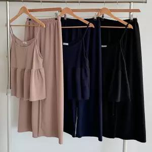 [하프클럽/아이우먼]빅사이즈투피스 V160L603 셔링끈나시통팬츠세트 YB