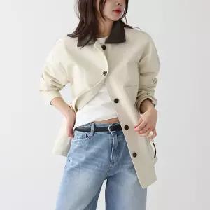 [피핀] 레더 배색 루즈핏 자켓 #66762