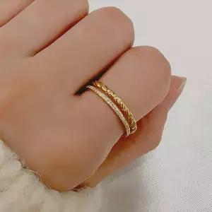 [엘렌쥬얼리] 925실버 트위스트 큐빅 레이어드 링 반지