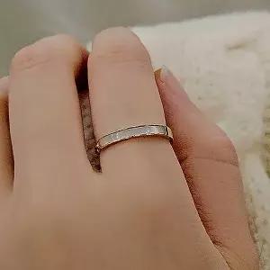 [엘렌쥬얼리] 925실버 백자개 하프 체인 미스 링 은 반지