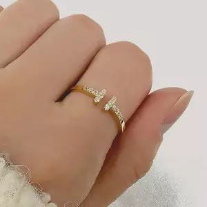 [엘렌쥬얼리] 925실버 더블 티 큐빅 오픈 미스 링 은 반지