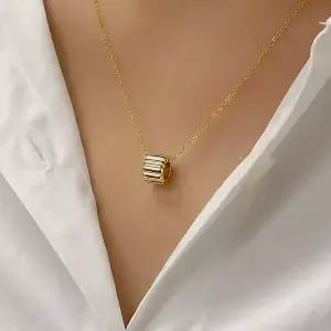 [엘렌쥬얼리] 925실버 컬럼 스트라이프 패턴 은 목걸이